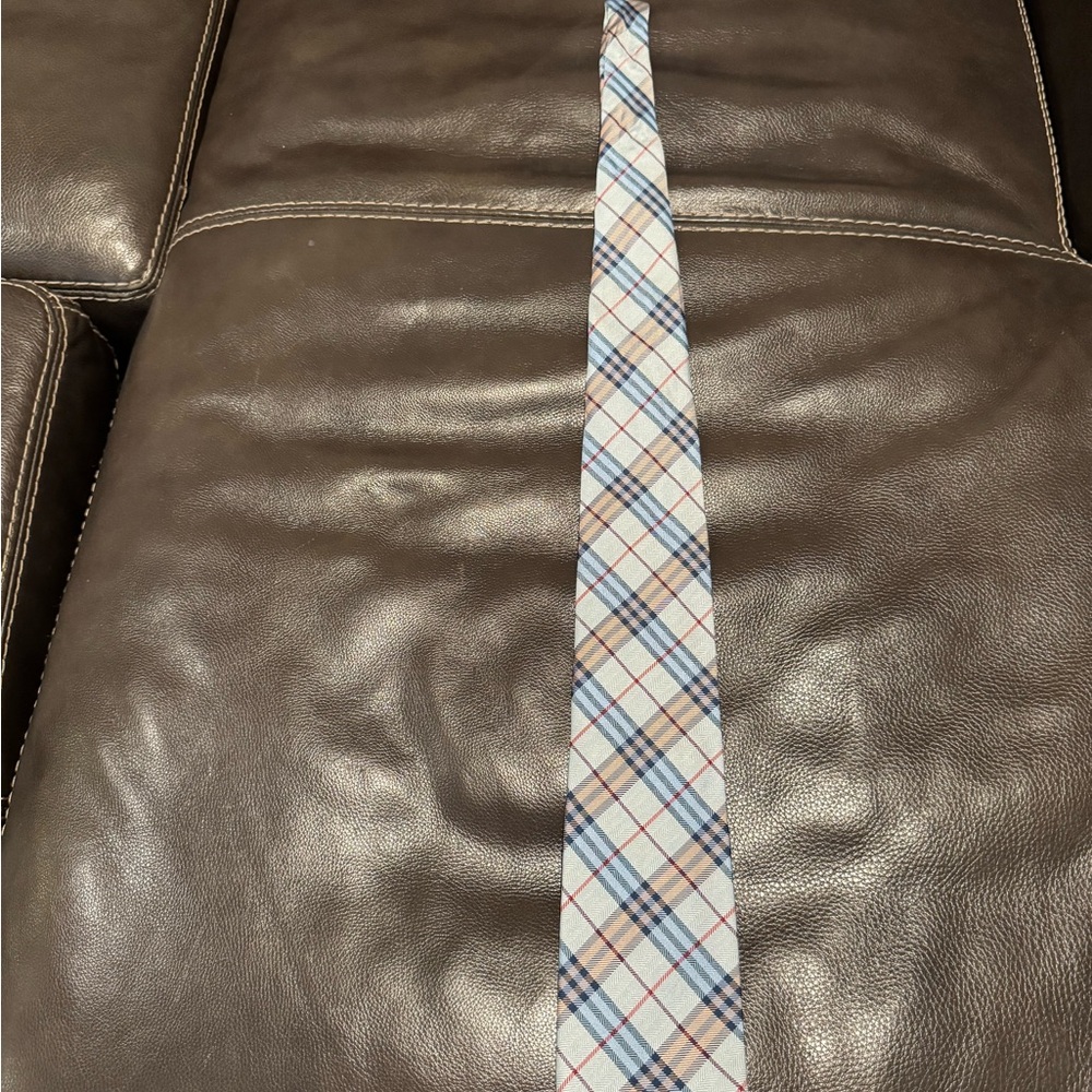 Burberry Check Plaid Necktie in Blue and Red Made in Italy